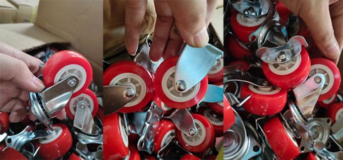 1.5 Inch Red Wheels Light Duty PVC Fixed Caster Wheels For Small Trolleys Lightweight OEM