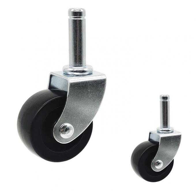 Black Wheel Plug In Stem Plastic Shopping Food Cart Casters 2 Inch 0