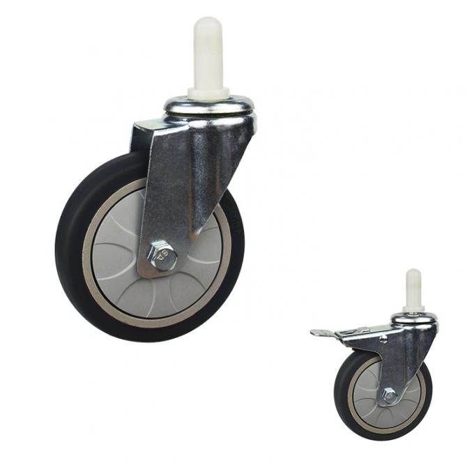4 Inch Expanding Stem TPR Food Cart Wheels Soft Type Casters For Service Carts Manufacturer China 0