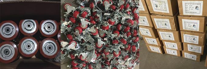 Red 230kg PU Fixed Plate 125mm Heavy Duty Casters 4