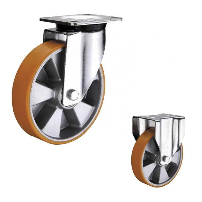 150mm Swivel Plate Ball Bearing Polyurethane Casters Orange Color 0
