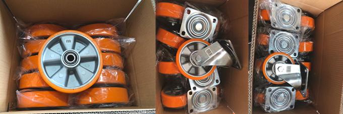 150mm Swivel Plate Ball Bearing Polyurethane Casters Orange Color 1