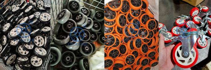 4 Inch Hollow Core Polyurethane Wheels Orange Black Wheel Swivel Locking Casters 3