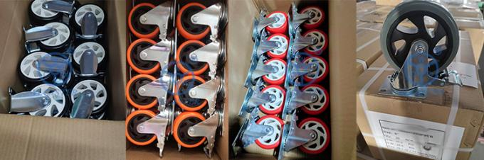 4 Inch Hollow Core Polyurethane Wheels Orange Black Wheel Swivel Locking Casters 1