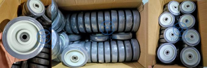 5 Inch Thermoplastic Rubber Wheels Threaded Stem Blue TPR Swivel Trolley Wheel Casters 2