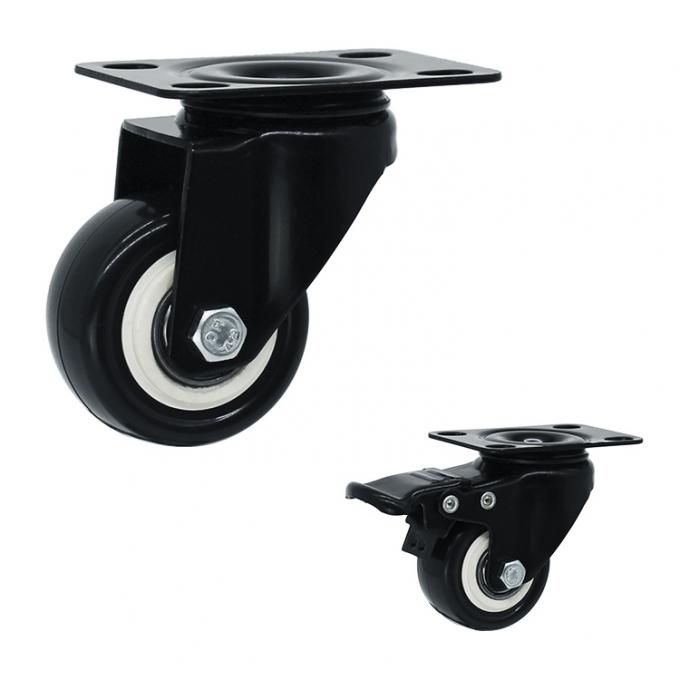 2 Inch Black PVC Wheel Soft Swivel Plate Casters Of Light Duty For Furniture 0