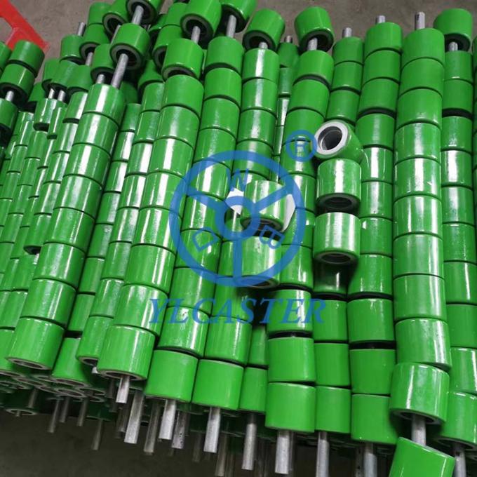 80x70mm Green Iron Polyurethane Load Wheels 1320LBS Capacity Pallet Jack Rollers 1