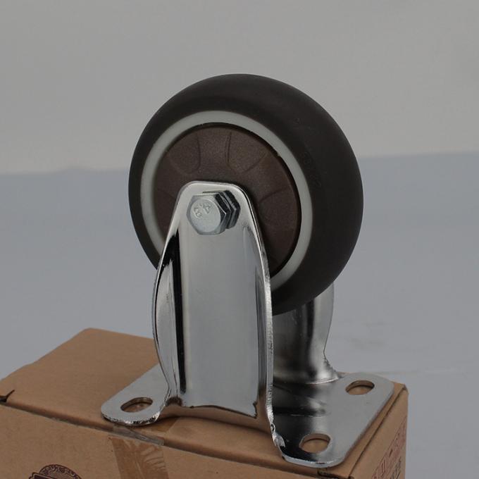 Directional Wheels Fixed Plate Brown TPR Casters 2.5'' Diameter For Vending Machines 0