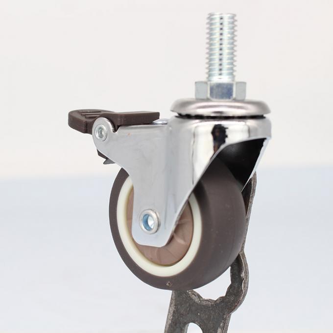 M10x25mm Threaded Stem Wheel Castors 360° Rotating Lab Cart Casters With Single Brake 0