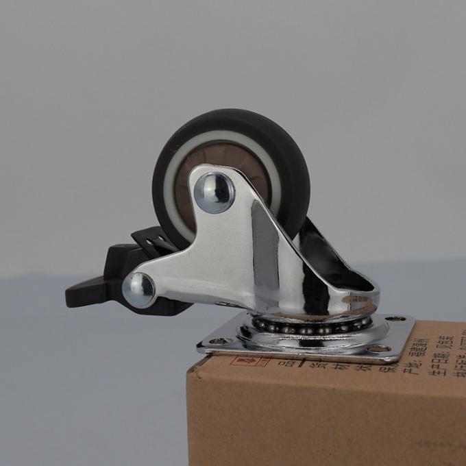 1.5 Inch Thermoplastic Rubber Caster Wheels Front Lock Top Plate Wheel Swivel For Side Tables 0