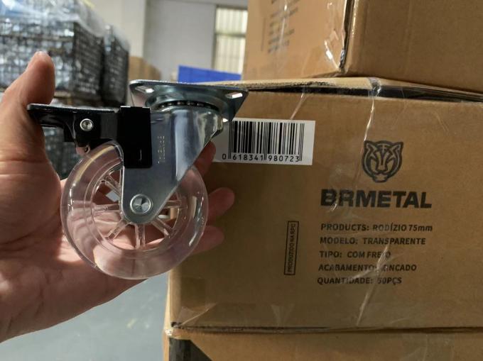 Swivel Transparent PU Casters Wheels For Furniture With 10-60KG Load Capacity 0