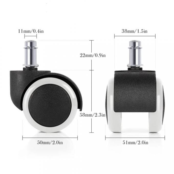 White / Black Certified Furniture Caster Wheel Plastic With Nylon Wheels 0