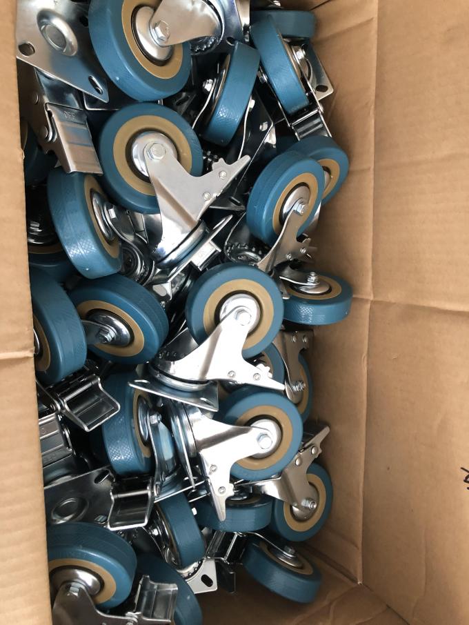 4/5/6/8 Inches Ball Bearing Swivel Rigid Locking Trolley Cart Wheels Threaded Stem Top Plate Mounted 0
