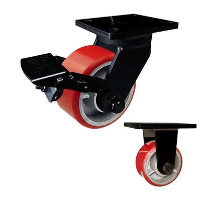 Industrial Double Ball Bearing Heavy Duty Caster Wheel With Total Lock Brake
