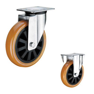 Red 198lbs Capacity 5 Polyurethane Casters With Threaded Stem