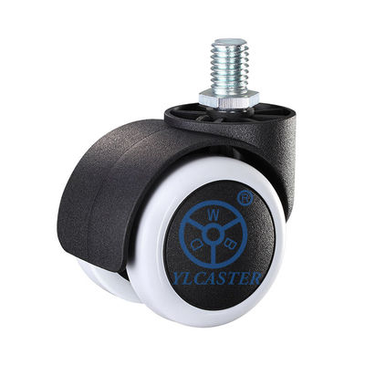 White PU Chair Casters 2 Inch Soft Twin Wheel Wheels For Furniture
