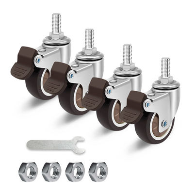 Set Of 4 High Quality Pressed Steel Chrome Plated Ball Bearing Tpr Threaded Stem Furniture Caster Wheel