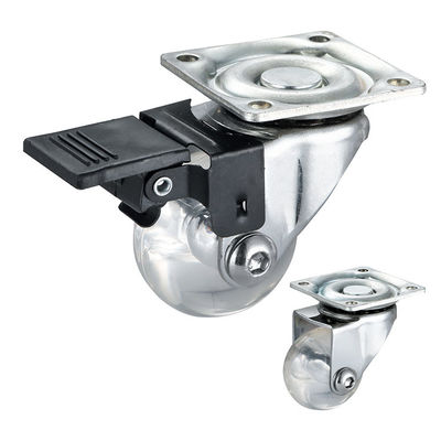 75mm Clear PU Furniture Casters Chrome Painted Soft Castors Swivel With Lock For Living Room