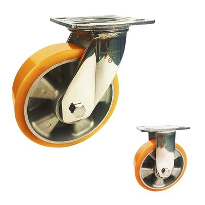 Orange 5 Inch 660lbs Loading Stainless Steel Casters Wearable