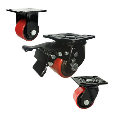 PU 75mm Low Profile Heavy Duty Casters , 500kg High Capacity Polyurethane Wheels
