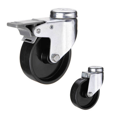 Black 60kg Loading 80mm Industrial Casters For Trolley