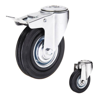 264lbs Capacity Rigid Rubber Casters 200mm Black Wheel Standard