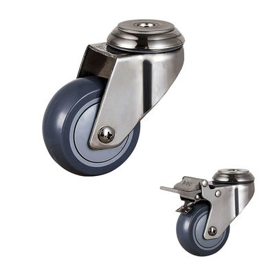 3''  Waterproof Trolley Fixed PU Stainless Steel Caster Wheels