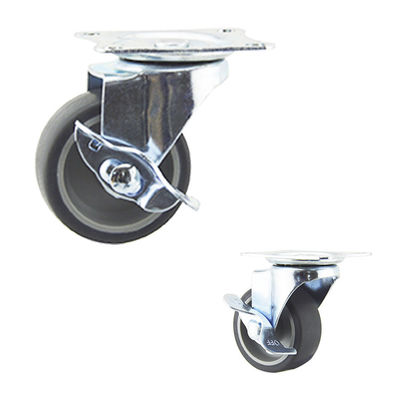 Soft Rubber Wheel Side Brake Light Duty Casters 50x20.3mm