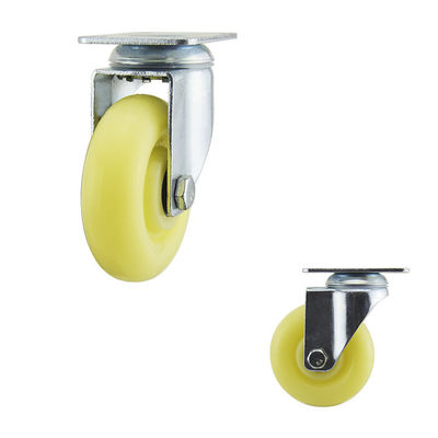 Light Yellow Plastic Swivel Plate Medium Duty Casters Zinc Plated Bracket