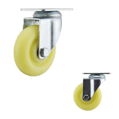 Light Yellow Plastic Swivel Plate Medium Duty Casters Zinc Plated Bracket