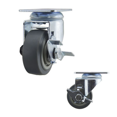 75mm Soft Wheel Swivel Brake TPR Medium Duty Casters 176lbs Capacity