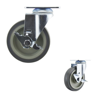 5 Inch TPR Medical Medium Duty Casters Top Plate Swivel Side Locking