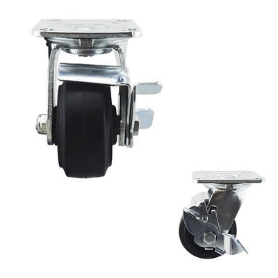 100mm 396lbs Black Rubber Heavy Duty Casters With Side Lock