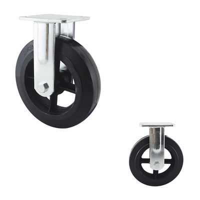 8" Iron Core Rubber Heavy Duty Casters Rigid Wheel Top Plate