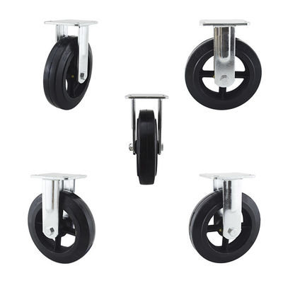 8" Iron Core Rubber Heavy Duty Casters Rigid Wheel Top Plate