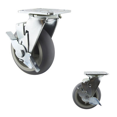 TPR Hands Free Side Brake Pedal Swivel  6" Braked Swivel Castors