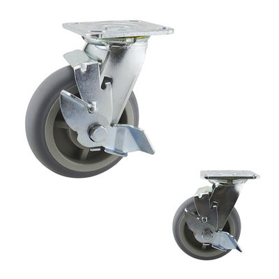 TPR Hands Free Side Brake Pedal Swivel  6" Braked Swivel Castors