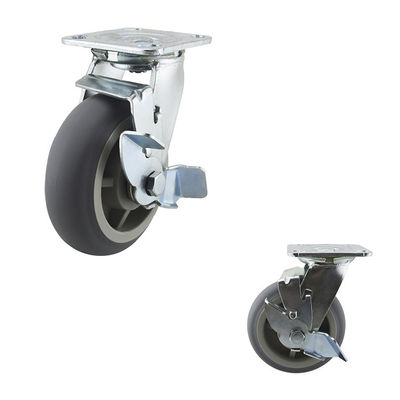 TPR Hands Free Side Brake Pedal Swivel  6" Braked Swivel Castors