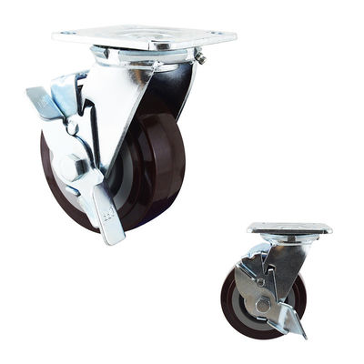 Polyurethane 506LBS Side Lock Swivel Wheels With Ball Bearing