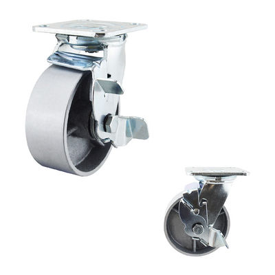 125mm Cast Iron 506LBS Capacity Side Brake Heavy Duty Table Casters Wheels