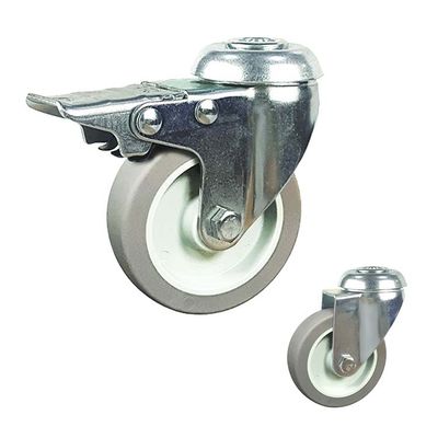 4inch Square Plate Swivel Head Gray TPR Soft Light Duty Casters