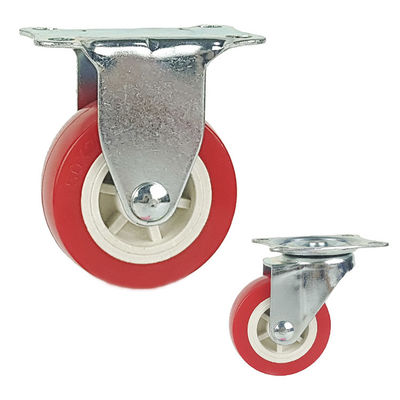 30kg Capacity Red WheelsSwivel Threaded Stem Light Duty PVC Casters  Side Brake