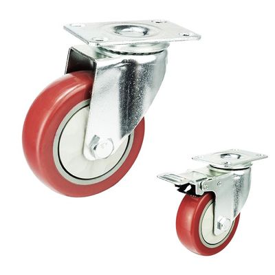 6 Inch Double Brake Threaded Castor Wheels Pvc Anti Entanglement