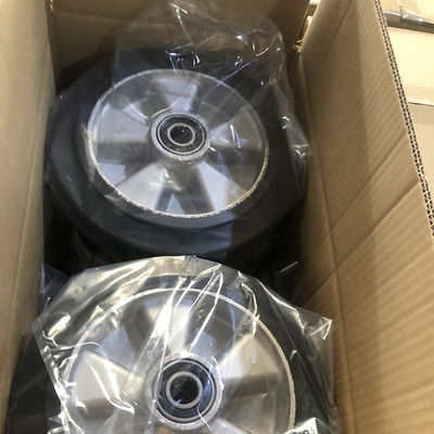 200x50mm Black 660LBS Capacity Aluminium Solid Rubber Casters