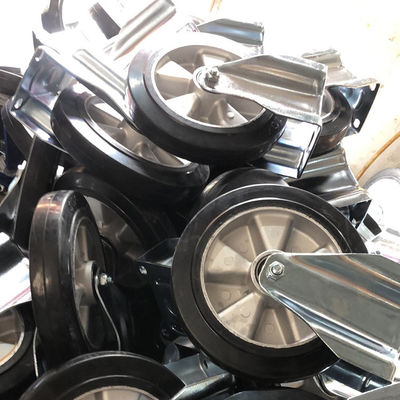 200x50mm Black 660LBS Capacity Aluminium Solid Rubber Casters