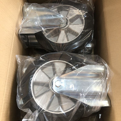 200x50mm Black 660LBS Capacity Aluminium Solid Rubber Casters