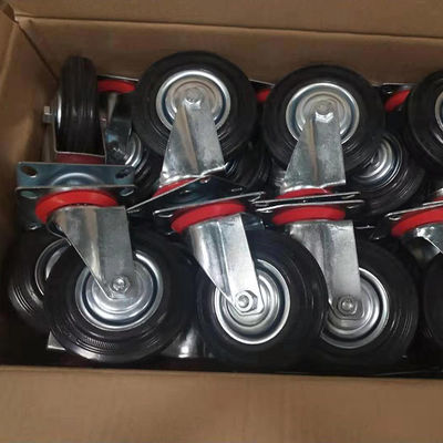 10'' Rubber Casters Solid Wheel Swivel Locking Stem Caster Wheels Industrial