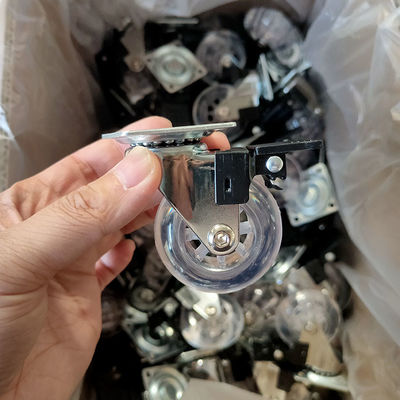 75mm Clear PU Furniture Casters Chrome Painted Soft Castors Swivel With Lock For Living Room