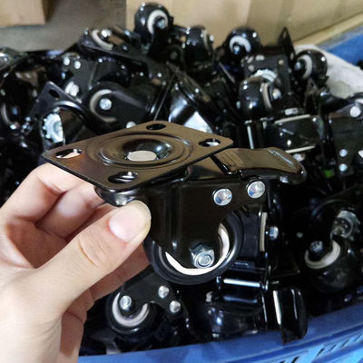 2 Inch Black PVC Wheel Soft Swivel Plate Casters Of Light Duty For Furniture