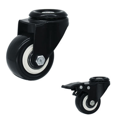 2" Black Wheel PVC Light Duty Casters Bolt Hole Swivel Head For Furniture